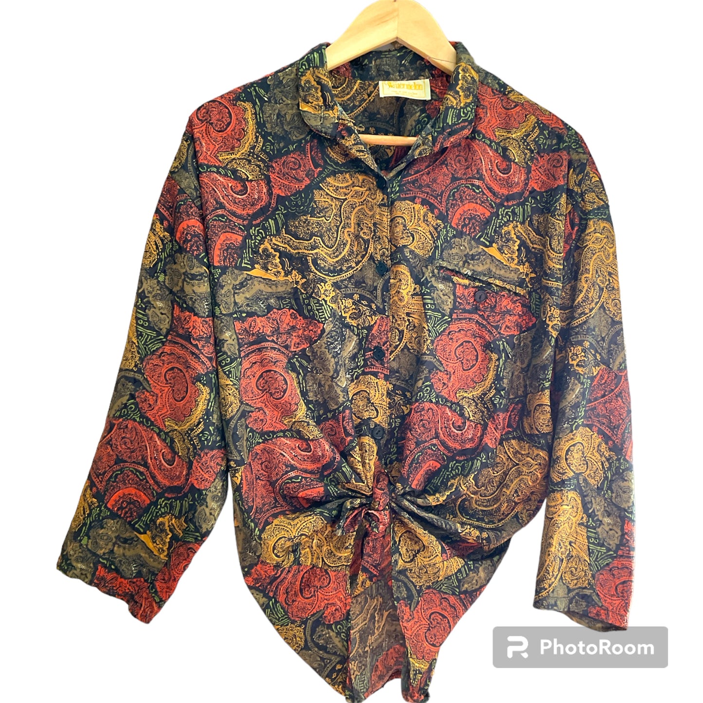 Vintage Watermelon Paisley Satin Blouse (OSFA) *SALE