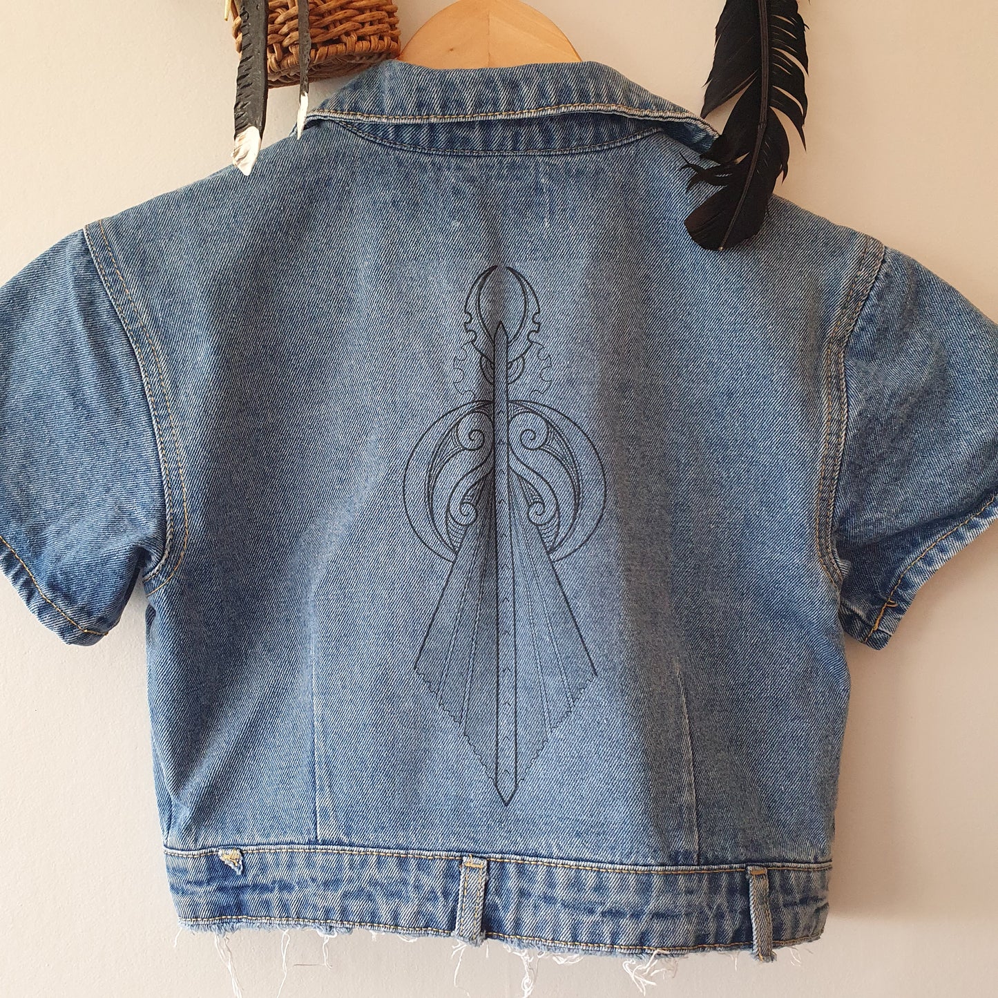 Kaitiaki Manu - Lioness Crop Denim Jacket (10 adult)
