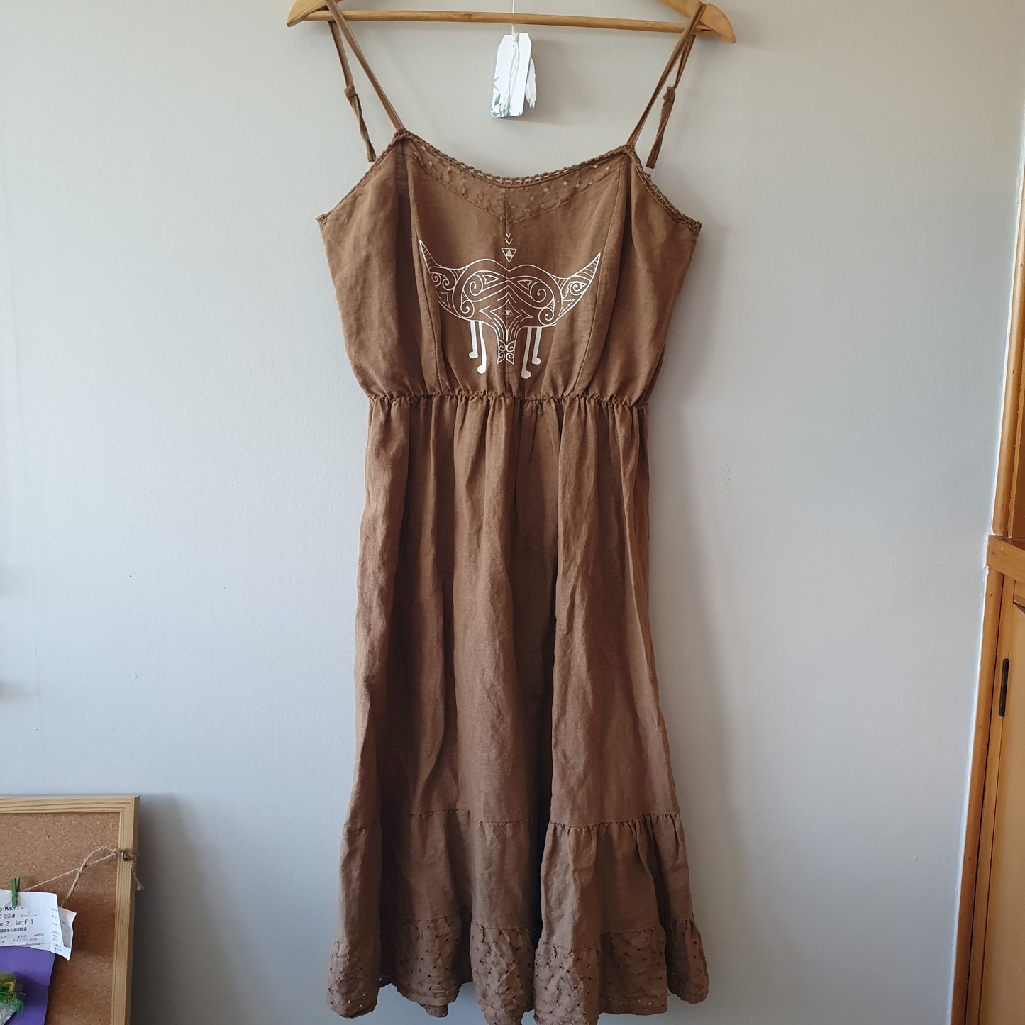 Kaitiaki Whiore - Brown Cotton Dress (s/m - 10-12 adult) *SALE