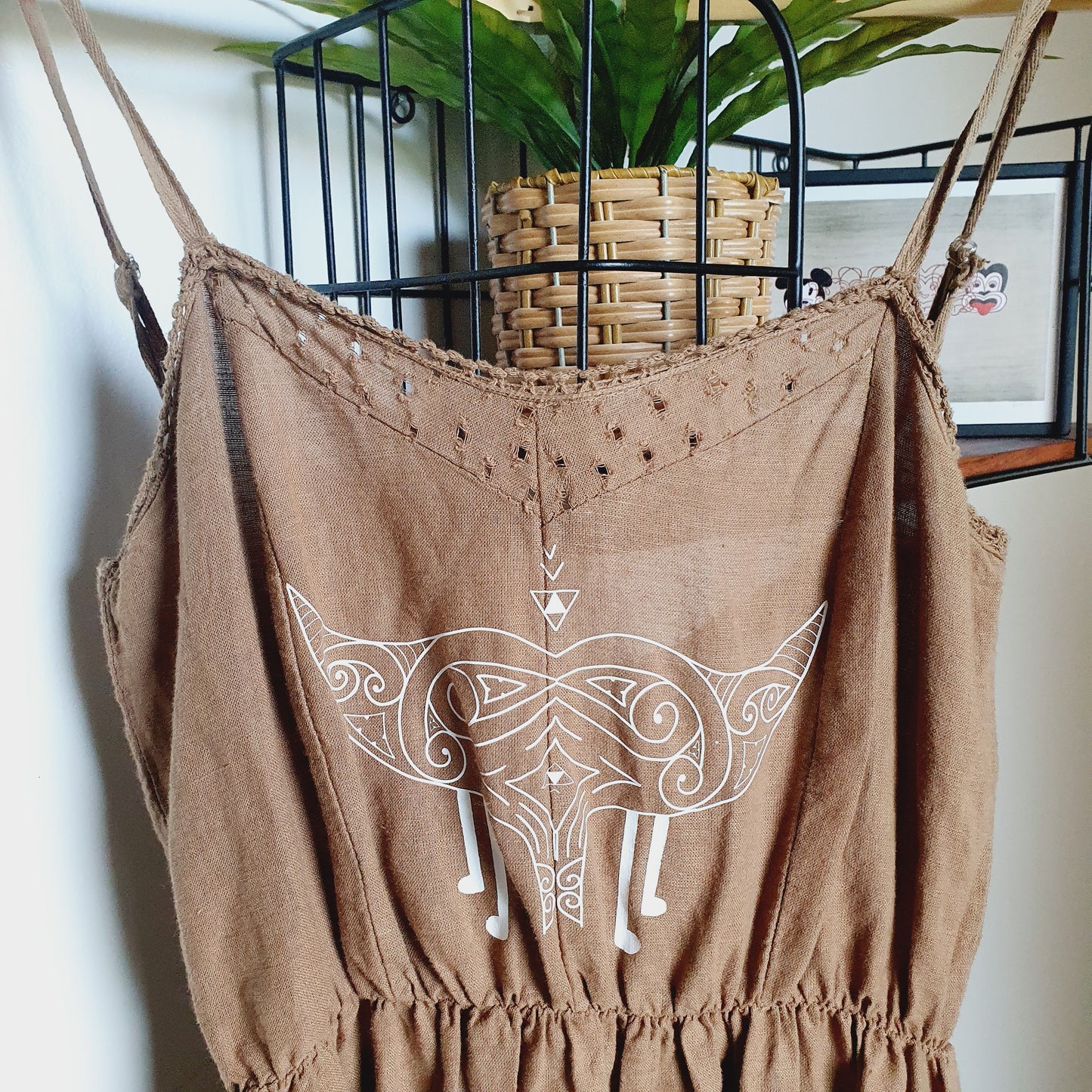 Kaitiaki Whiore - Brown Cotton Dress (s/m - 10-12 adult) *SALE