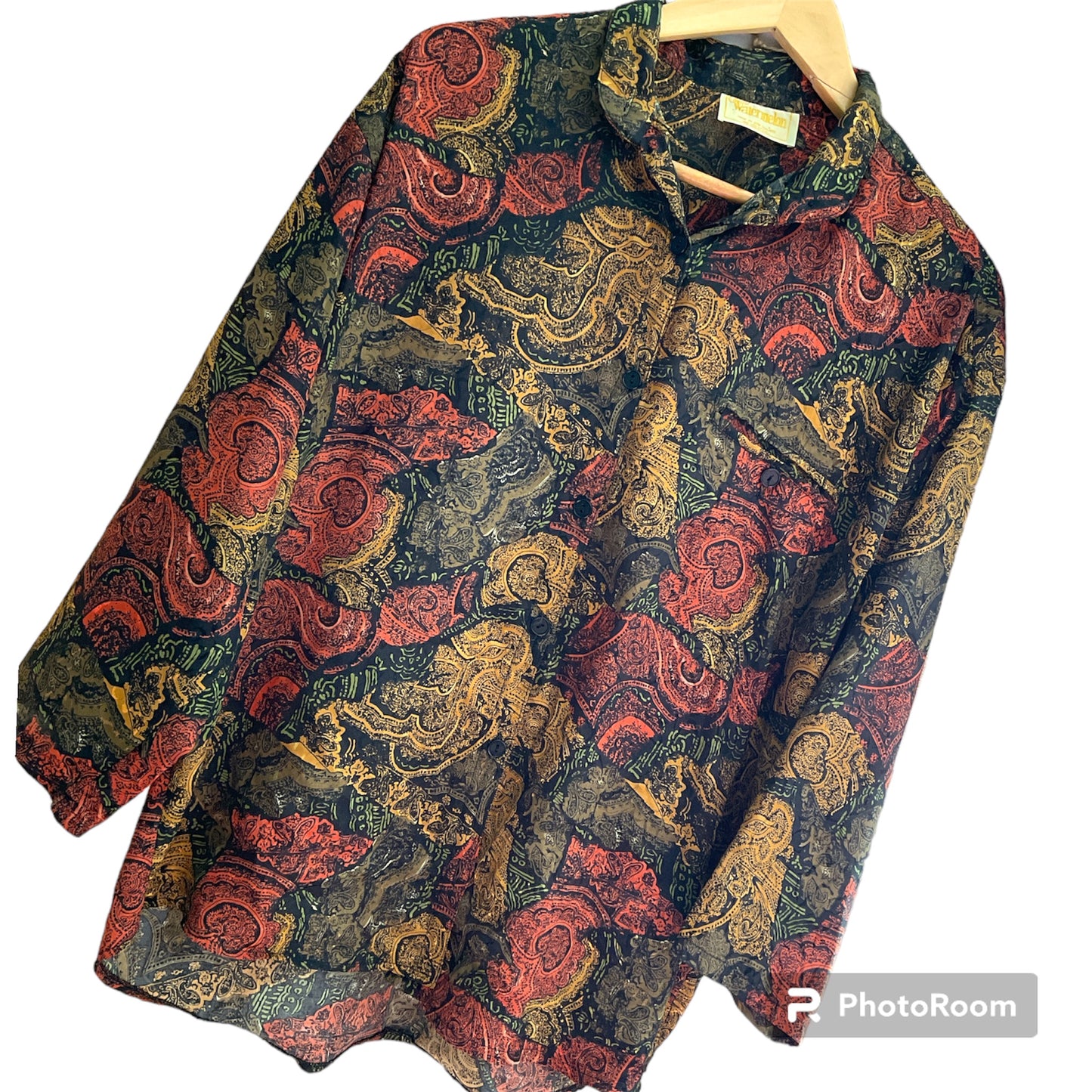 Vintage Watermelon Paisley Satin Blouse (OSFA) *SALE