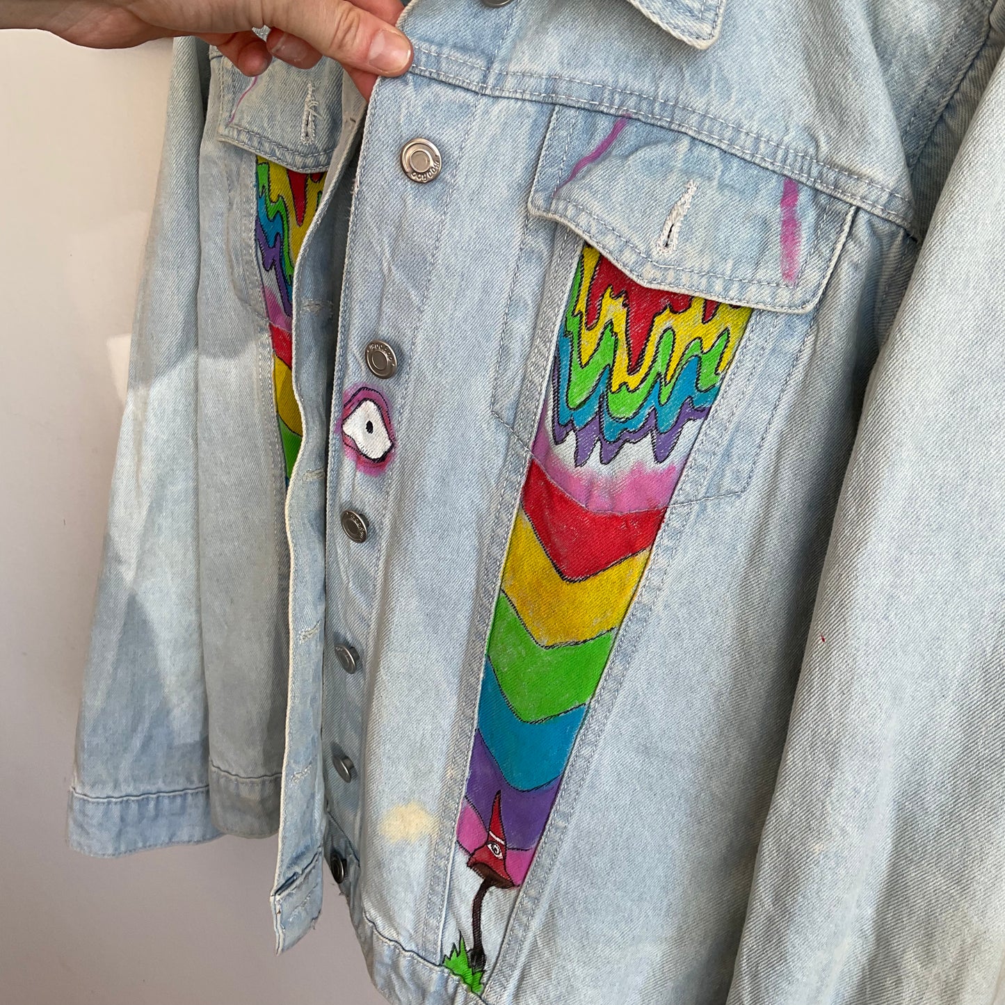 Hand painted Upcycled Boohoo Denim Jacket (S/M)