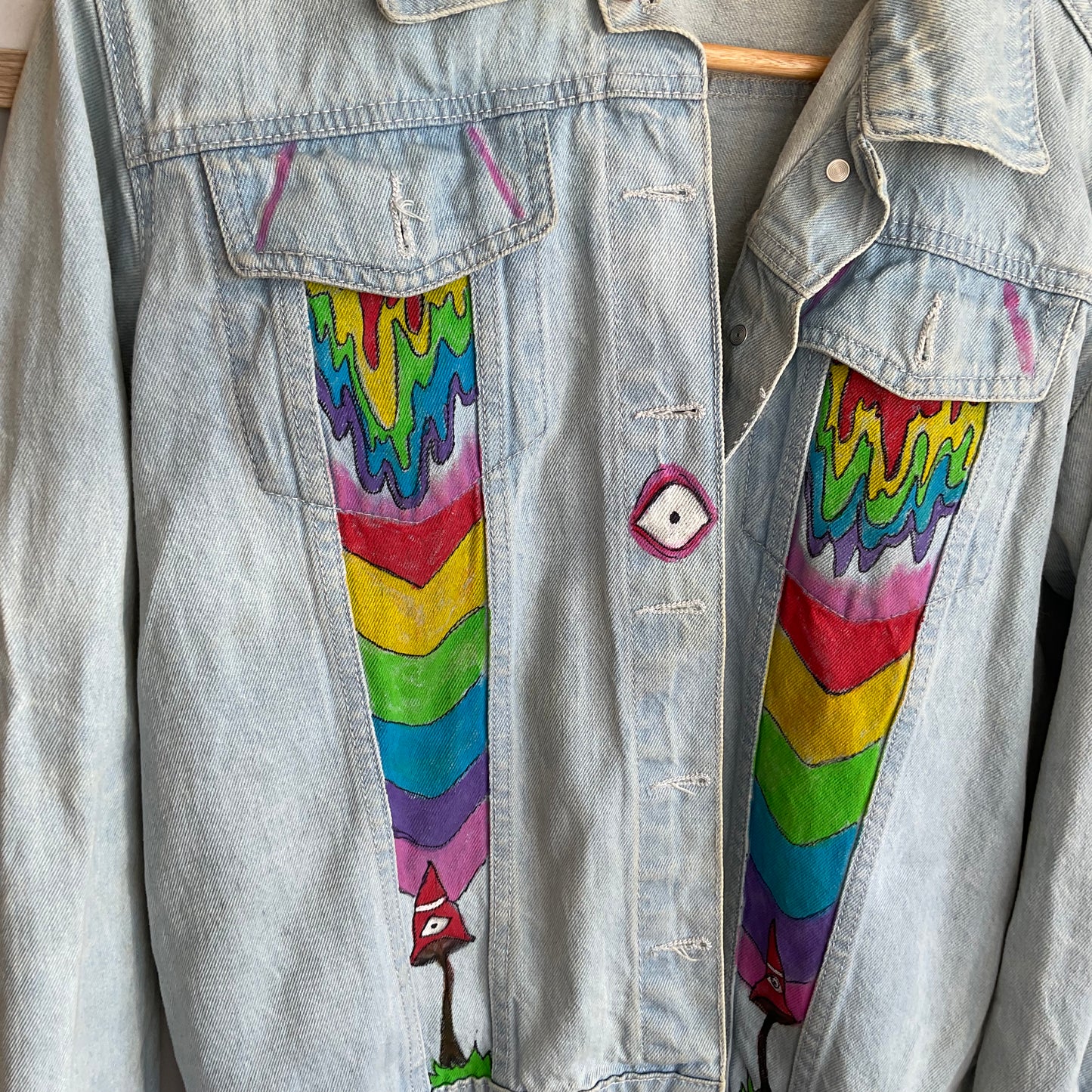 Hand painted Upcycled Boohoo Denim Jacket (S/M)