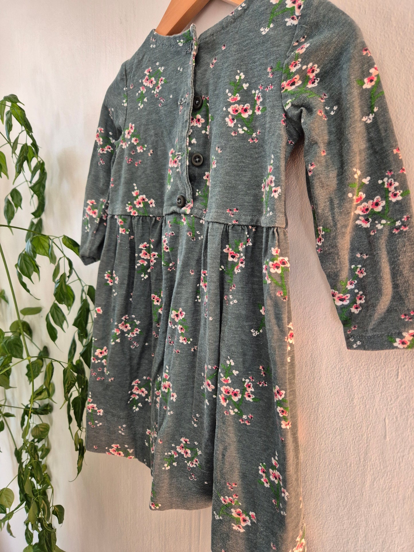 Handmade Floral Sage Dress (1y)
