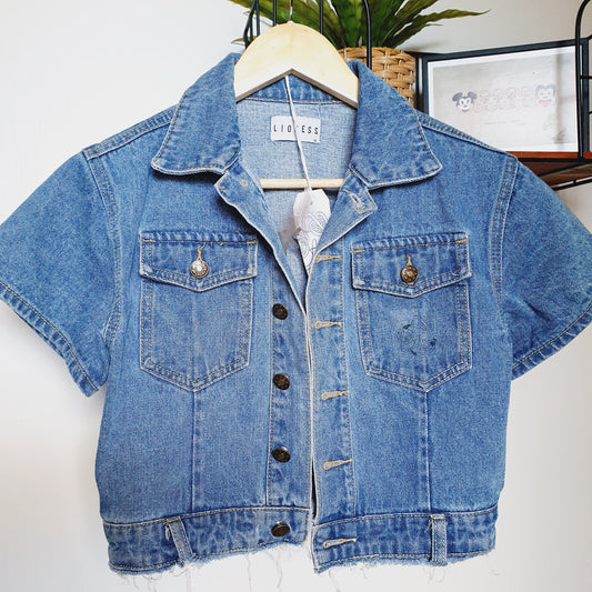 Kaitiaki Manu - Lioness Crop Denim Jacket (10 adult)