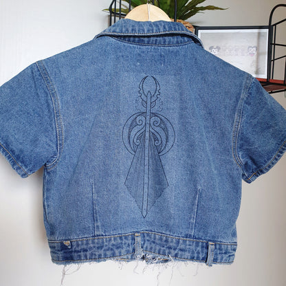 Kaitiaki Manu - Lioness Crop Denim Jacket (10 adult)