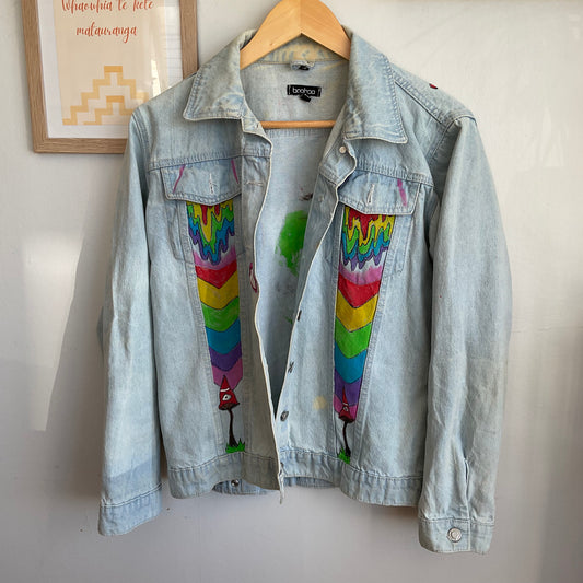 Hand painted Upcycled Boohoo Denim Jacket (S/M)