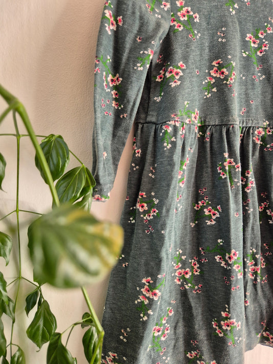 Handmade Floral Sage Dress (1y)