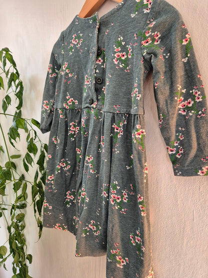 Handmade Floral Sage Dress (1y)